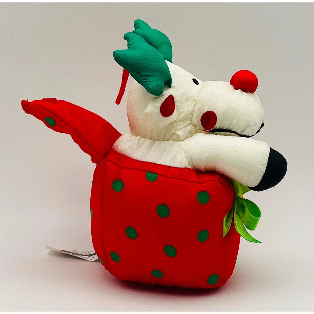 Vintage 1993 Stuffins Reindeer in Gift Box Plush Christmas Decor 6in Red Green